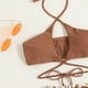 thumbnail image 3 of Gibobby Conjunto de bikini sexy Traje de baño de bikini de corte con cuello en V sexy de 3 piezas para mujer Traje de baño de triángulo de playa(Caqui,XL), 3 of 5