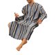 thumbnail image 4 of CAMISA DE NOCHE CHIC PARA HOMBRE Rayas de Manga Larga Cierre de Botón Dos Bolsillos Camisones L Azul Marino Gris, 4 of 4
