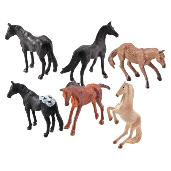 6 uds de caballos de plástico, modelo adornos para tartas en miniatura, colección de simulación, juguetes educativos temprano de A Hugo Figura Animales Miniaturas