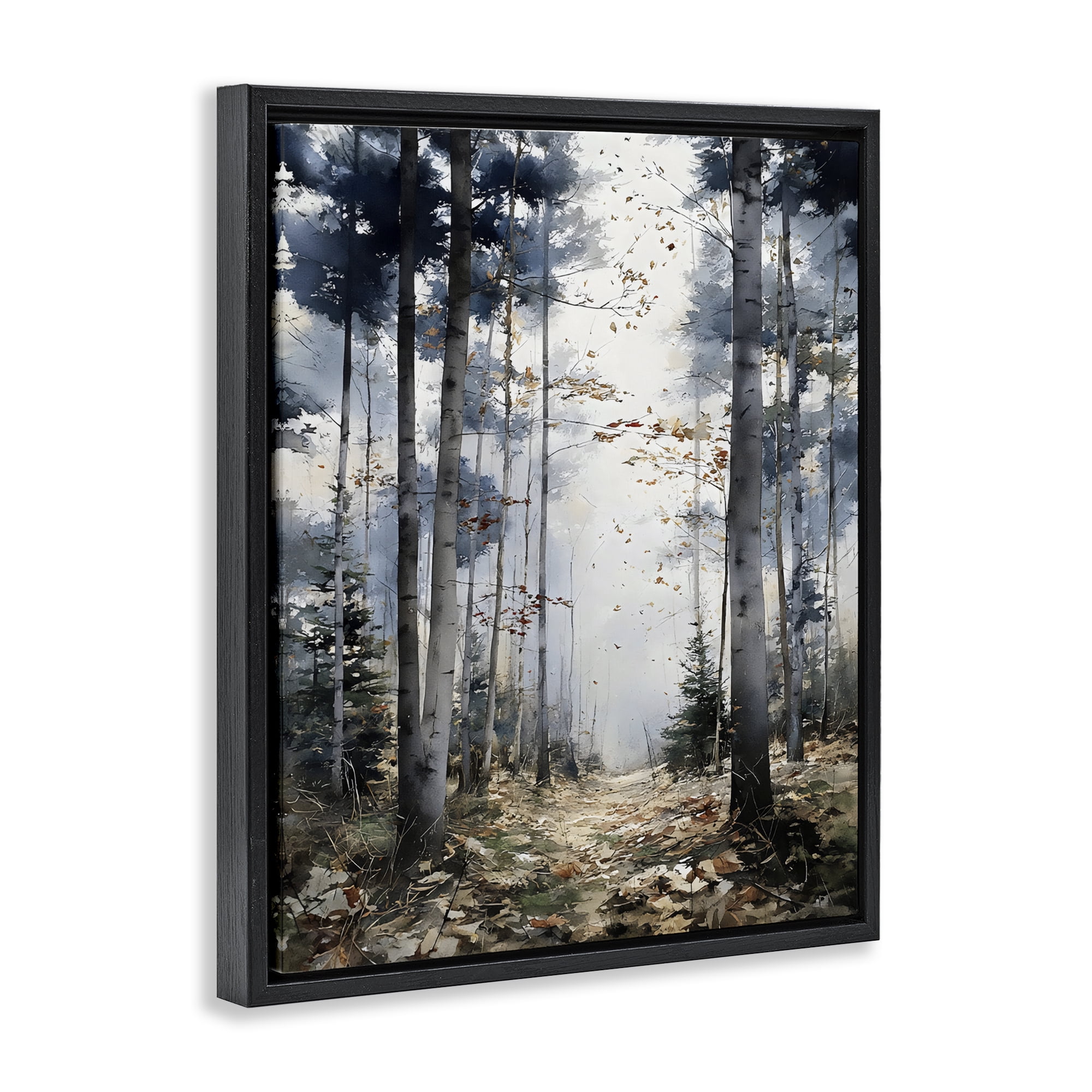 Stupell Industries Cold Woods Birch Forest Black Framed Floater Canvas Wall Art, design by Franklyn Gregory