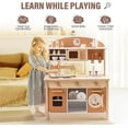 thumbnail image 3 of ROBOTIME Wooden Play Kitchen Modern Style Toy Kitchen  with Realistic Accessories for 3+ Girls & Boys , Caramel, 3 of 6