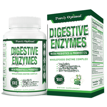 Purely Optimal Digestive Enzymes with Probiotics and Prebiotics, 12 Enzymes, 180 Capsules