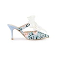 thumbnail image 3 of BLISSFUL STEP Mother's Day Women's Shoes Floral Printed Lace Strap Stiletto Heels Mules Blue 6, 3 of 7