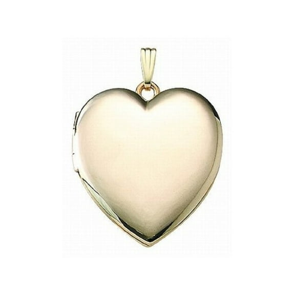 Picturesongold.Com Solid 14K Yellow Gold Large Heart Plain Locket Necklace Pendants - 1-1/4 inch x 1-1/4 inch