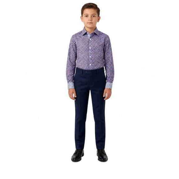 Elie Balleh Boys Baby Blue Printed Short Sleeve Shirt - BLUE, 5