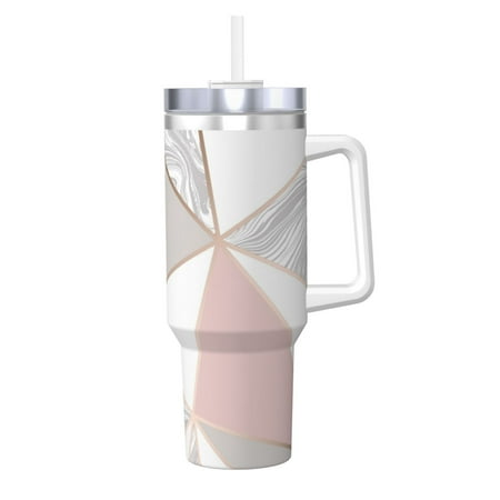 

Pink Rose Gold 40oz Car Insulated Cups Ice Bully Cup with Handle Double Stainless Steel Vacuum Tumblers Water Bottle with Lid and Straw