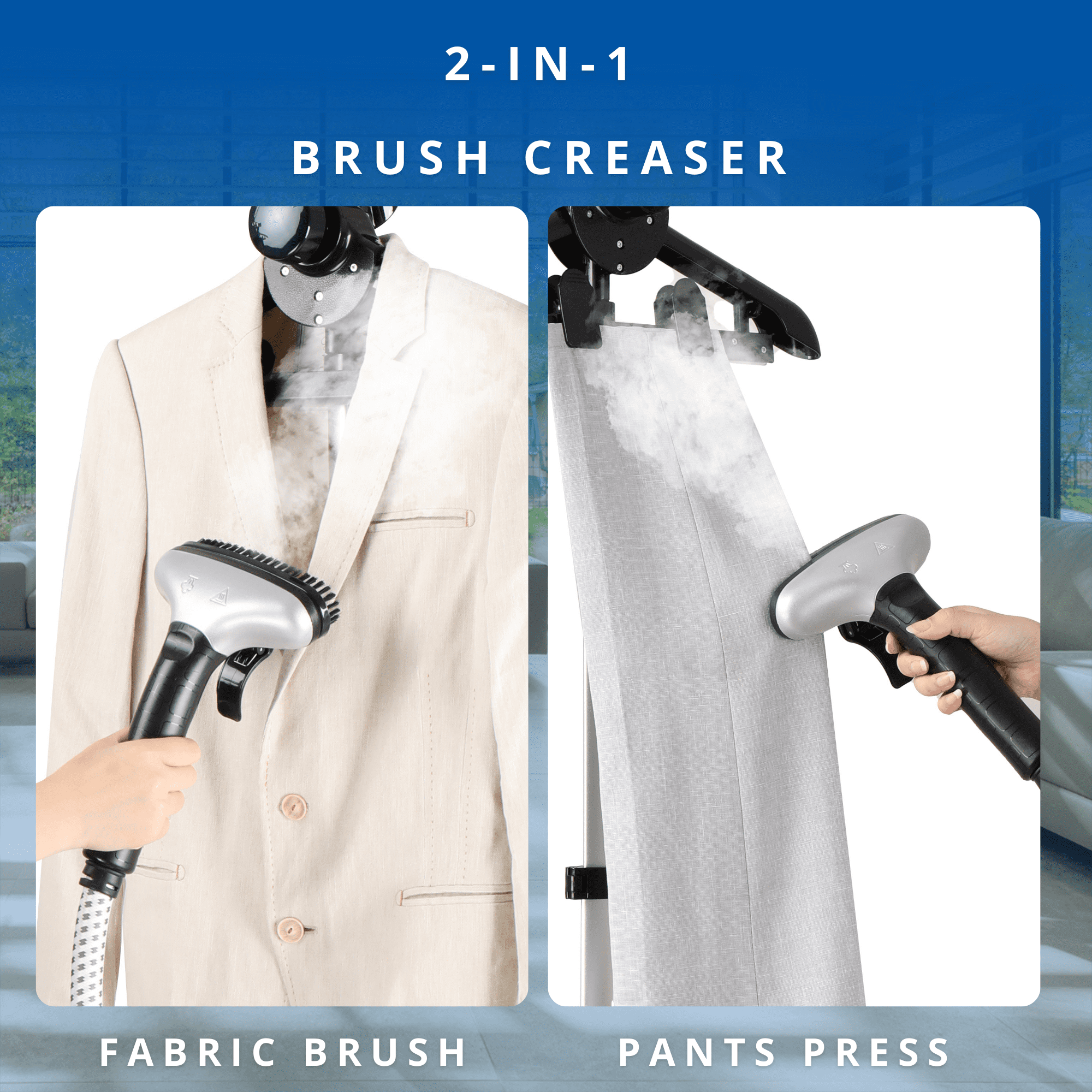 SALAV X3 Commercial-Grade Smart Auto Shut off Garment Steamer with Foot Pedals and Extra Large 3L Water Tank, Navy