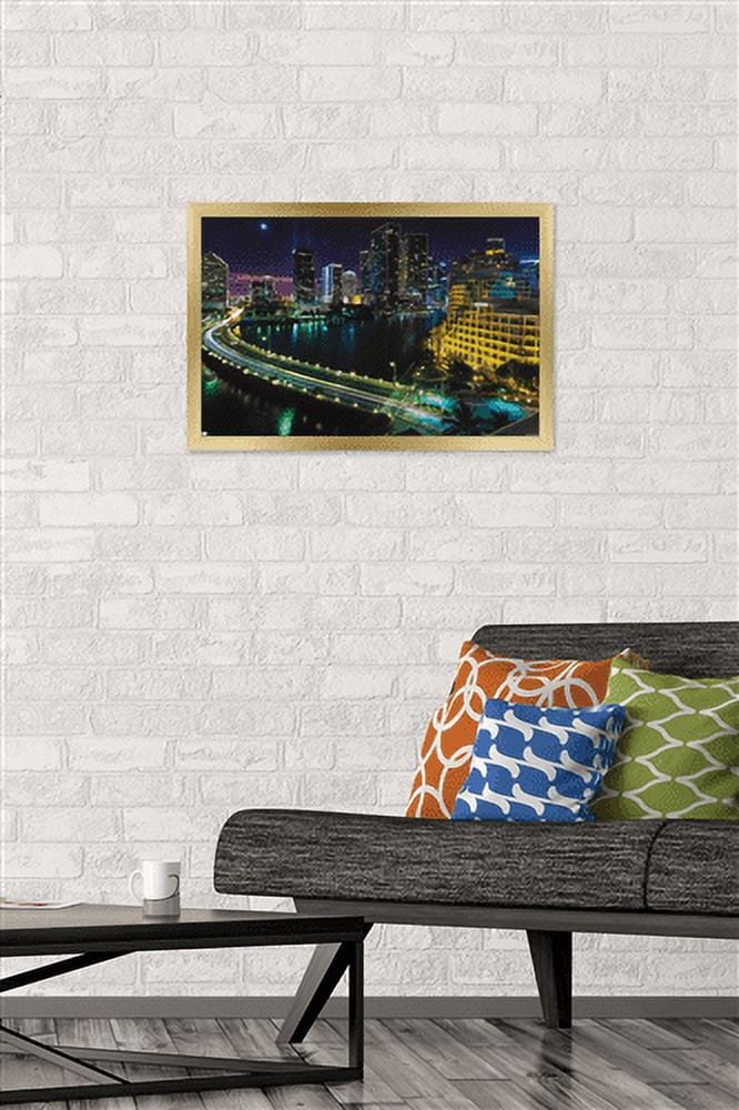 Cityscapes - Venetian Causeway Wall Poster, 14.725" x 22.375", Framed