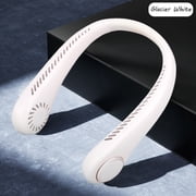 New Portable Leafless Halter Neck Fan, Third Generation Slouchy USB Rechargeable Small Fan, Vortex Air Outlet, Three-Speed Adjustment