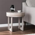 thumbnail image 2 of Maklaine Contemporary Round Wood-Faux Marble End Table in Brown, 2 of 3