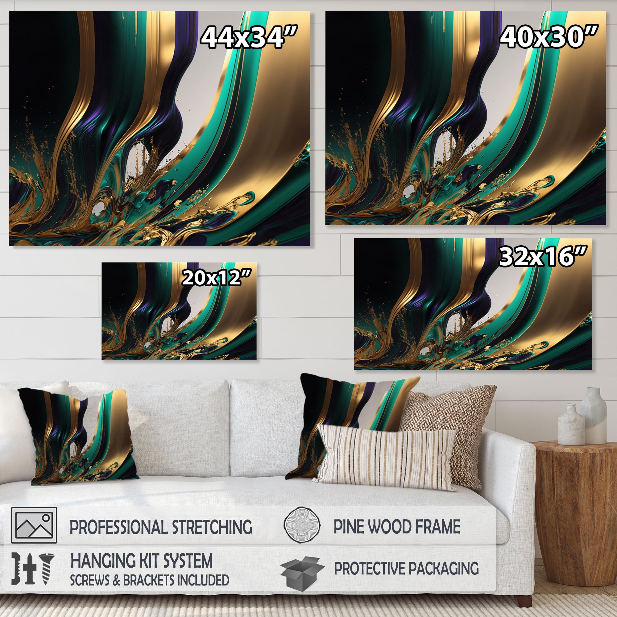Designart Green And Gold Agate III Canvas Wall Art