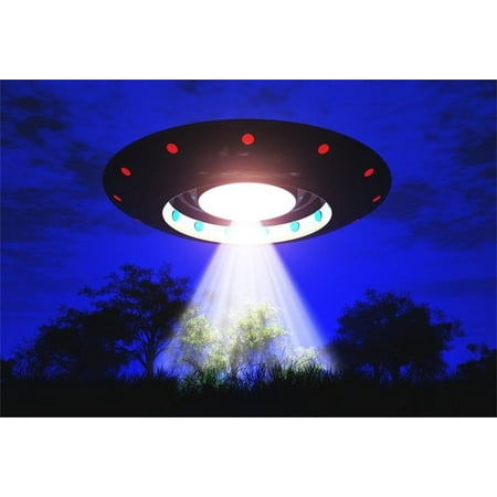 Image of HelloDecor 7x5ft UFO Backdrop Flying Saucer Photography Background Science Fiction Alien Spacecraft Alien Invasion Earth Kid Boy Child Artistic Portra