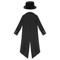 thumbnail image 4 of Aiihoo Kids Tailcoat Jacket Medieval Steampunk Frock Coat with Felt Top Hat Gentleman Outfit Black 12, 4 of 7