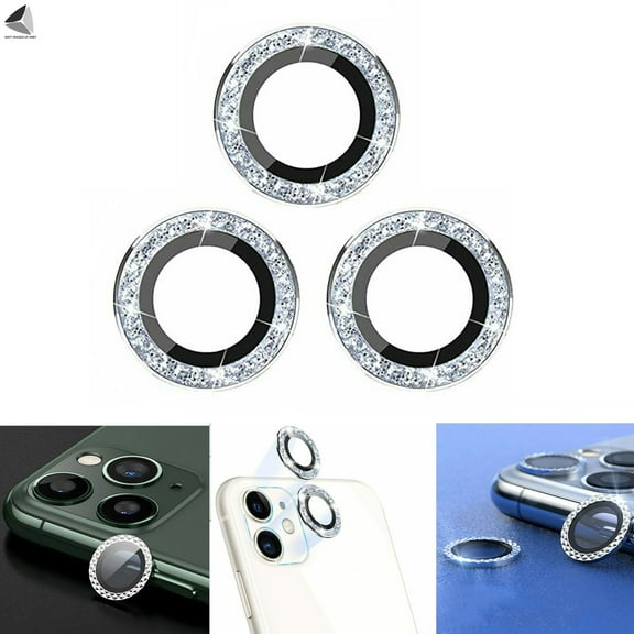 PULLIMORE Bling Camera Lens Screen Protector for iPhone 12 Pro Max HD Tempered Glass Metal Full Coverage Anti-Scratch Anti-Dust Alloy Lens Screen Cover Film