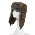 thumbnail image 1 of Unisex Hombres Mujeres Sombrero Ruso Trampero Bombardero Cálido Trooper Ear Flaps Invierno Ski Ha Romacci Sombrero Ruso, 1 of 7