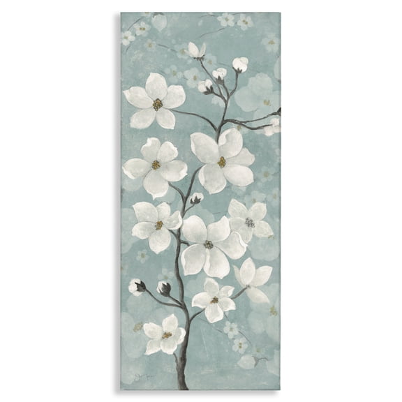 Stupell Industries Apple Blossom on Green Floral Painting Wrapped Canvas Canvas Art Print Wall Art, 10 x 24