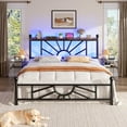 thumbnail image 6 of EnHomee Full Size Metal Bed Frame with Vintage Headboard & Footboard Metal Platform Bed Frame Full with LED Lights & Storage, Noise Free, Black, 6 of 7