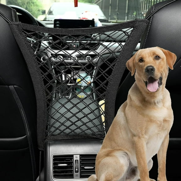 Car Net for Dogs，Dog Car Net Barrier Pet Barrier with Auto Safety Mesh，Universal for Cars, SUVs -Easy Install, Car Divider for Driving Safely with Children and Pets
