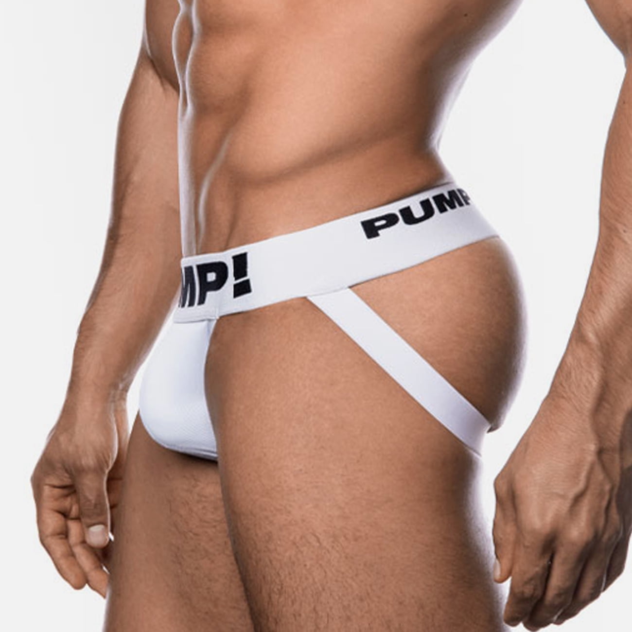 MIZOK Men's Jockstraps Underwear Sexy Jock Strap Low Rise White XL-2 Pc