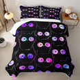 thumbnail image 2 of Manfei Kawaii Cat Quilt King, Boho Cosmic Galaxy Kitten King Coverlet Set, Black Pink Purple, 3-Piece, 1 Bedspread and 2 Pillowcases, 2 of 7