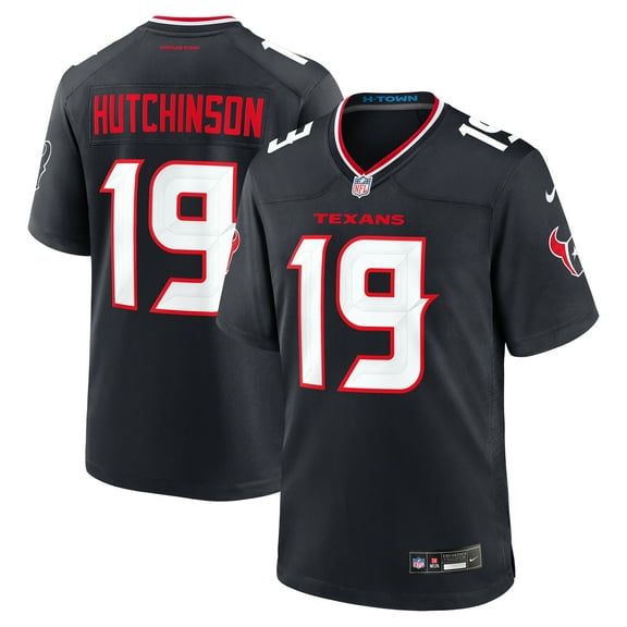 Men's Nike Xavier Hutchinson Navy Houston Texans Team Game Jersey