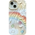 thumbnail image 6 of Cute Colorful Cartoon Bear Ice Cream Cat Rabbit Rainbow Smile Face Water Ripple Folds Phone Case Compatible with iPhone Case (Love,iPhone 11 Pro Max), 6 of 9