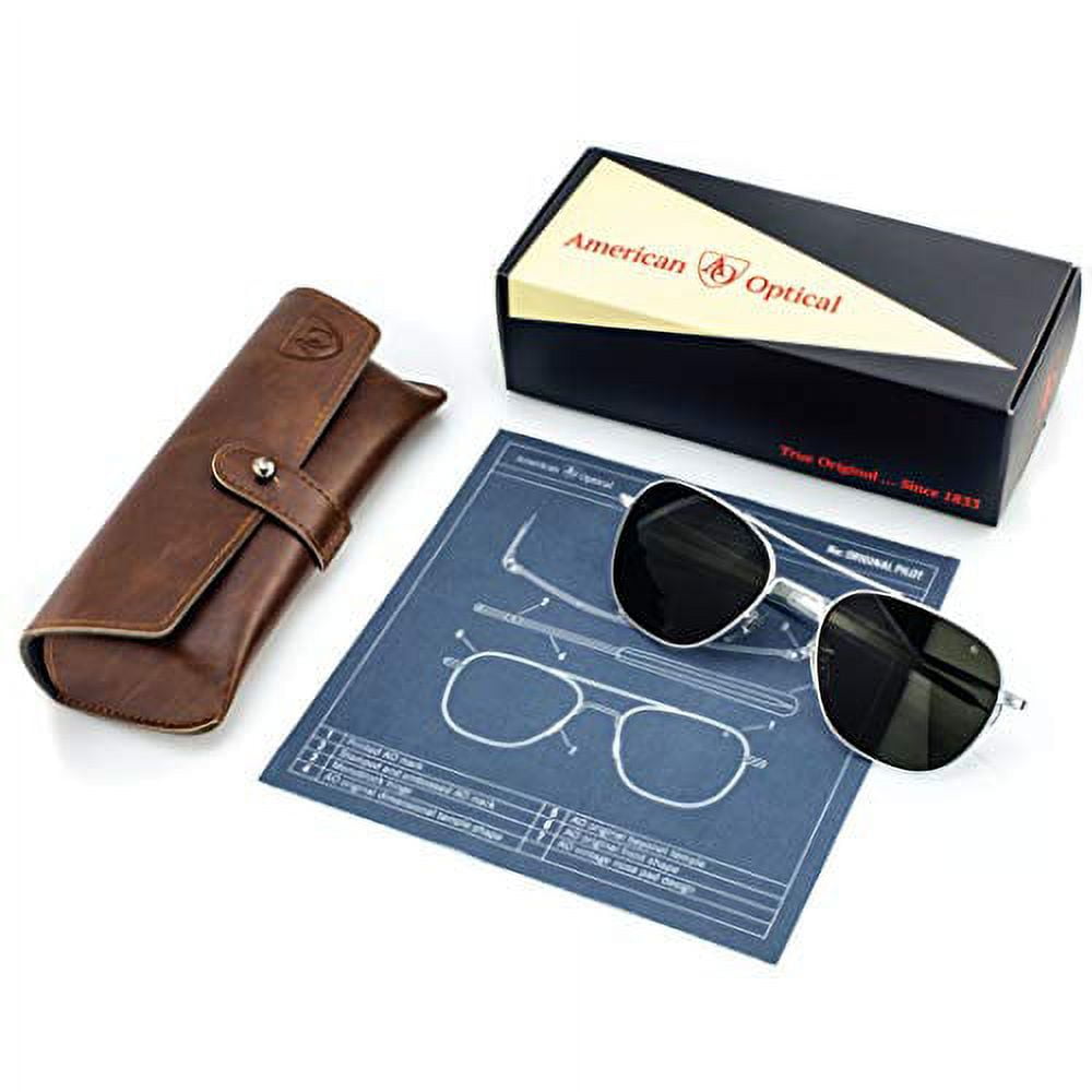 AO Original Pilot Sunglasses, Gold Frame, 52 mm True Color Gray SkyMaster Glass