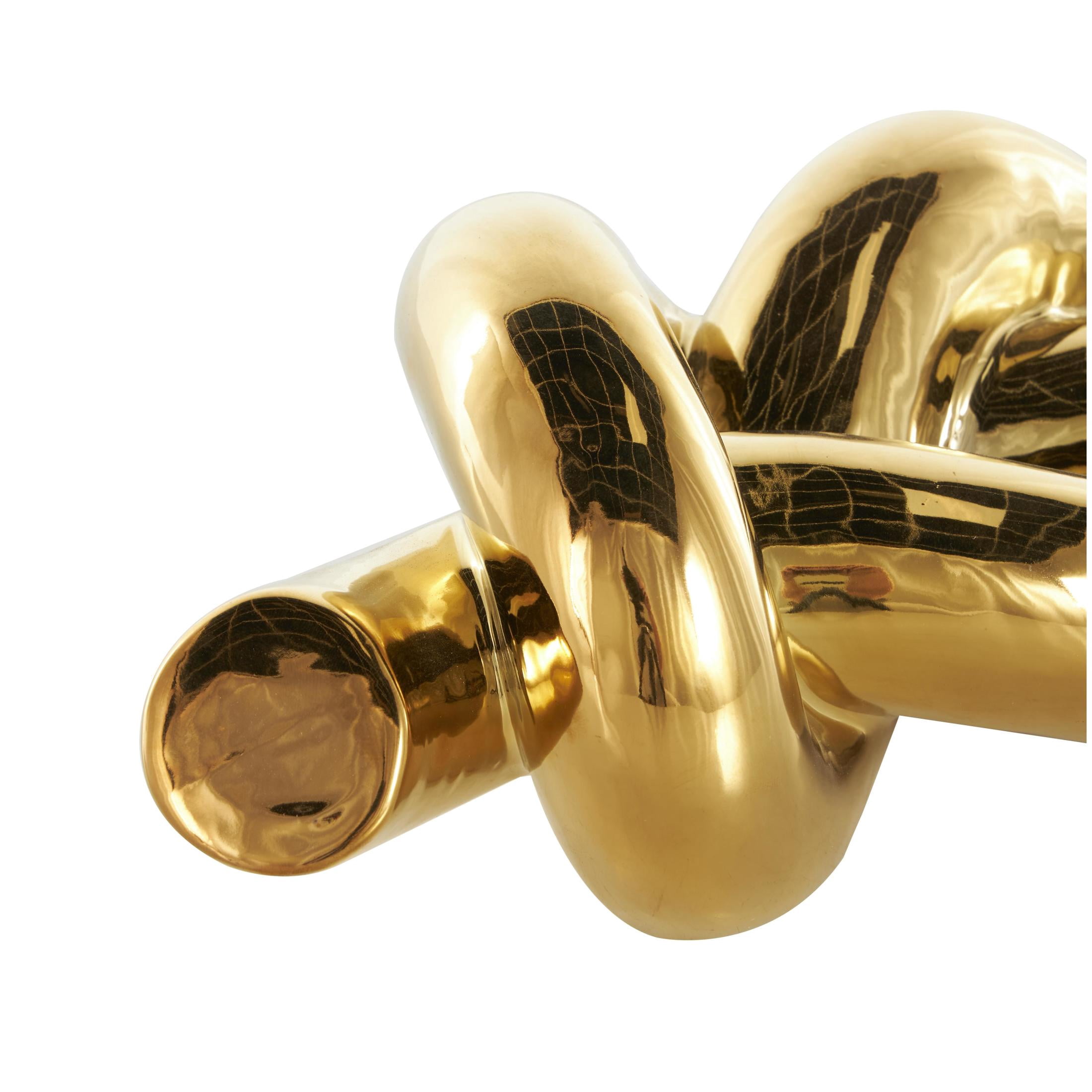 12" x 4" Gold Ceramic Knot Sculpture, by DecMode