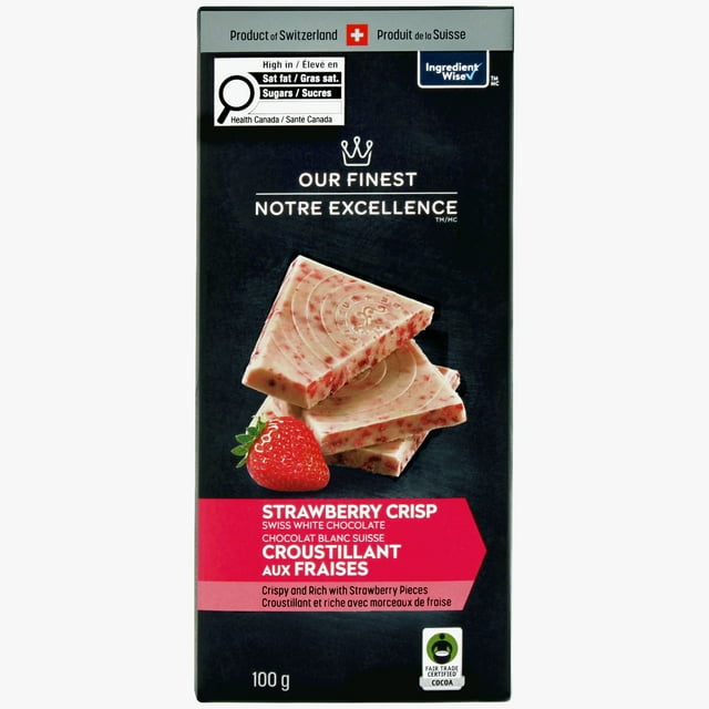 Chocolat blanc suisse Croustillant aux fraises Notre Excellence