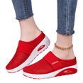 thumbnail image 3 of Domzle Slip-On Mules Sneakers for Women 2026 Backless Knit Comfortable Lightweight with Arch Support Walking Shoes for Travel House Office Red 42, 3 of 8