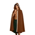 thumbnail image 3 of SAWOBUUN Renaissance Hooded Cloak for Men Women,Halloween Medieval Cape Witch Robe Victorian Suede Cape, 3 of 9