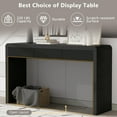 thumbnail image 4 of 53 Inch Fluted Table for Entryway, Farmhouse Console Table with 3 Drawers and Adjustable Foot, Solid Wood Couch Tables Behind Sofa for Hallway, Living Room, Foyer, Black, 4 of 8
