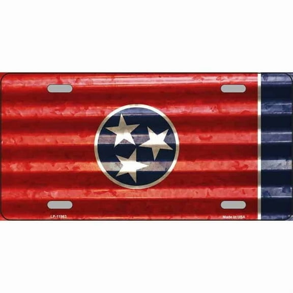 Aluminum (12 inch x 6 inch) License Plate Metal Novelty Sign Tag Tennessee Corrugated Flag