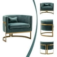 thumbnail image 2 of Andeworld Upholstered Velvet Accent Chair Modern Wide Arm Chair for Living Room Bedroom Armchair Barrel Chair Leisure Chair Lake Blue with Gold Legs, 2 of 6