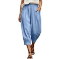 thumbnail image 3 of Tqyyweavej Harem Pants Women Elastic Waisted Comfy Balloon Pants Trousers Baggy Solid Color Capri Pants for Women with Pockets, 3 of 10