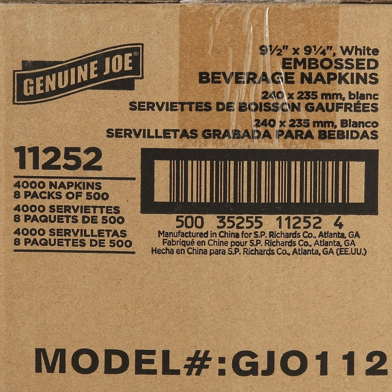 Genuine Joe Quad-fold Square Beverage Napkins - 1 Ply - 9.50 Genuine Joe Quad-fold Square Beverage Napkins - 1 Ply - 9.50
