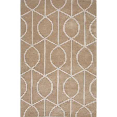 Apricot Wool - 3.5' x 5.5' Apricot and Ivory Seattle Modern Wool and Art Silk Hand Tufted Area Throw Rug