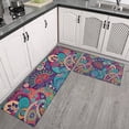 thumbnail image 2 of Purple Pioneer Flower and Paisley Pattern Kitchen Rugs Sets Of 2,Anti Fatigue Kitchen Mat Rugs Non Slip Washable,Decorative Kitchen Floor Mats for Kitchen,Sink,Laundry,17"x30"+17"x47", 2 of 7