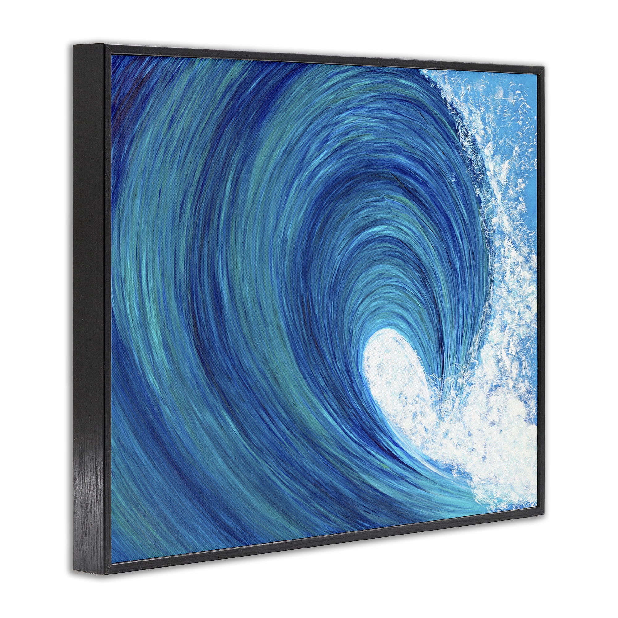 Stupell Industries Swirling Ocean Wave Coastal Painting Black Framed Art Print Wall Art, 30 x 24
