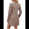 thumbnail image 3 of Vestido Tipo Suéter de Punto de Larga para Mujer, Estilo Túnica Informal con Cuello en V, Conjuntos de Moda para Otoño. Caqui XXL, 3 of 7
