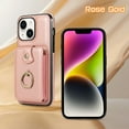 thumbnail image 6 of For iPhone XS/X Wallet Case, Multiple Cards Holder Crossbody Shoulder Strap Ring Holder Kickstand Premium PU Leather Shockproof Lightweight Phone Case for Apple iPhone XS/X, Rosegold, 6 of 10