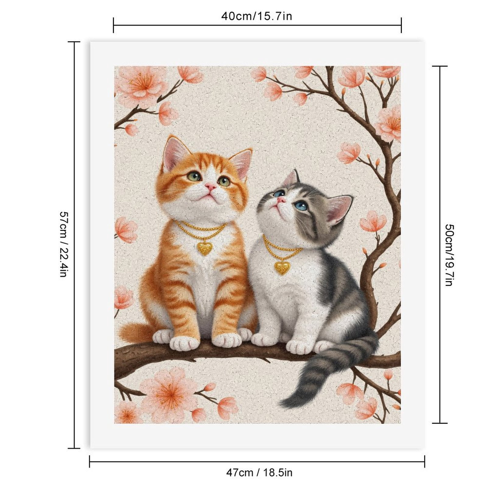 Paint By Numbers Kit for Adults Beginner - DIY Kittens Blossom Branch Heart Necklace Canvas Painting Kits for Adults, Frameless Paint By Number for Adults for Home Wall Decor 16x20 Inch