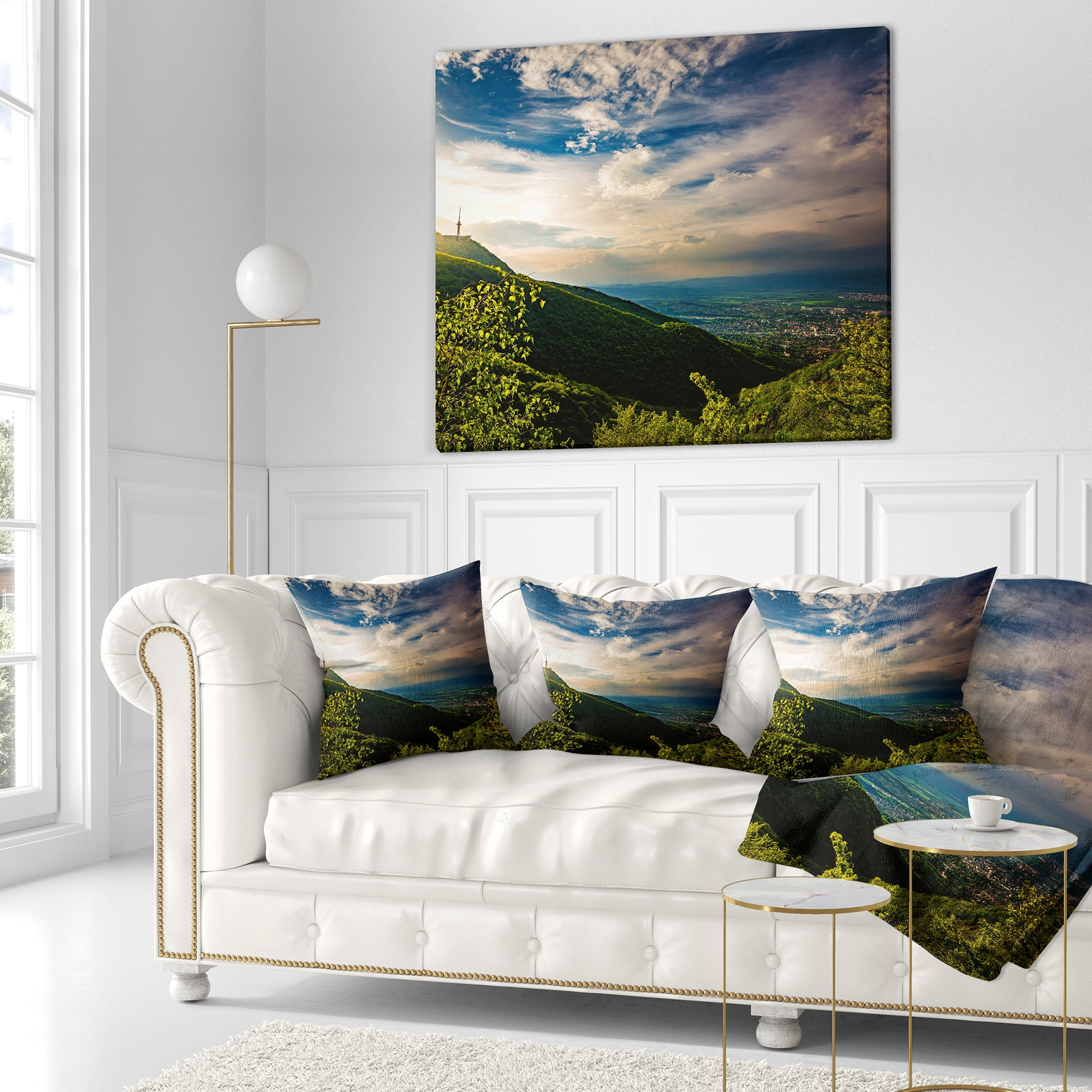 Designart Vitosha Mountain over Sofia Bulgaria - Landscape Printed Throw Pillow - 16x16