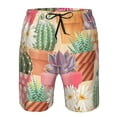 thumbnail image 3 of Honeii's Succulent And Cactus Print Men's Casual Shorts with Drawstring，Swim Trunks Quick Dry Beach Shorts, 3 of 5