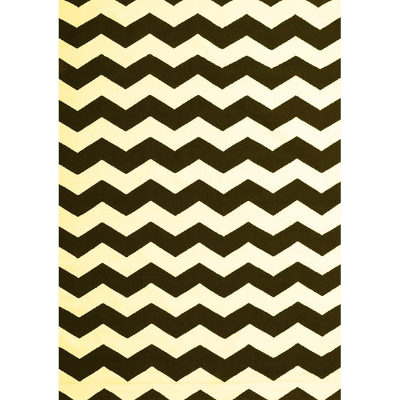 Ahgly Company Indoor Rectangle Abstract Yellow Contemporary Area Rugs, 5' x 8'