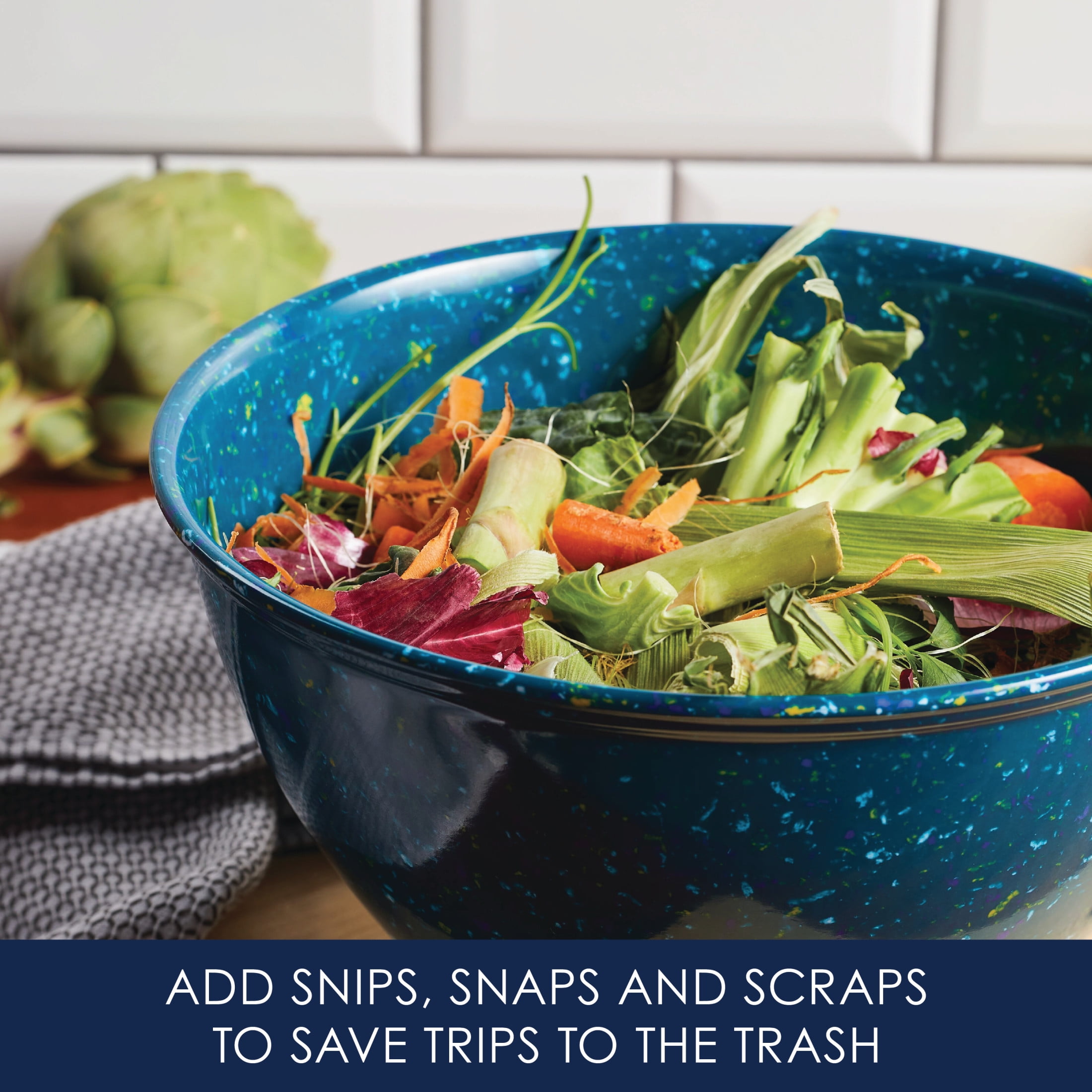 Rachael Ray Kitchenware Garbage Bowl, Marine Blue