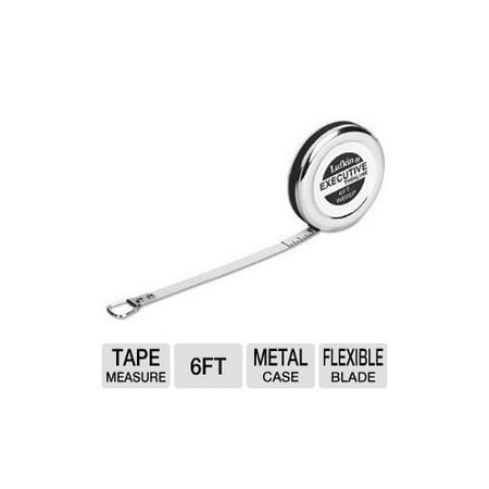 Diameter Tape Measure, 1/4" x 6ft, Metal Case, Chrome, 1/32" Graduation