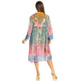 thumbnail image 2 of Sakkas Womens 3/4 Puff Sleeves Split Neck Summer Short Flowy Swing Dress/Cover-up - D-338-A - L/XL, 2 of 11