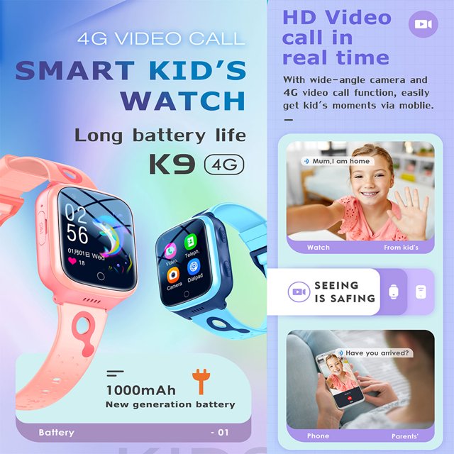 Nuevo reloj de alta calidad IP67 impermeable A12 niño SOS GPS seguridad 4G tarjeta sim cámara video relojes de teléfono inteligente