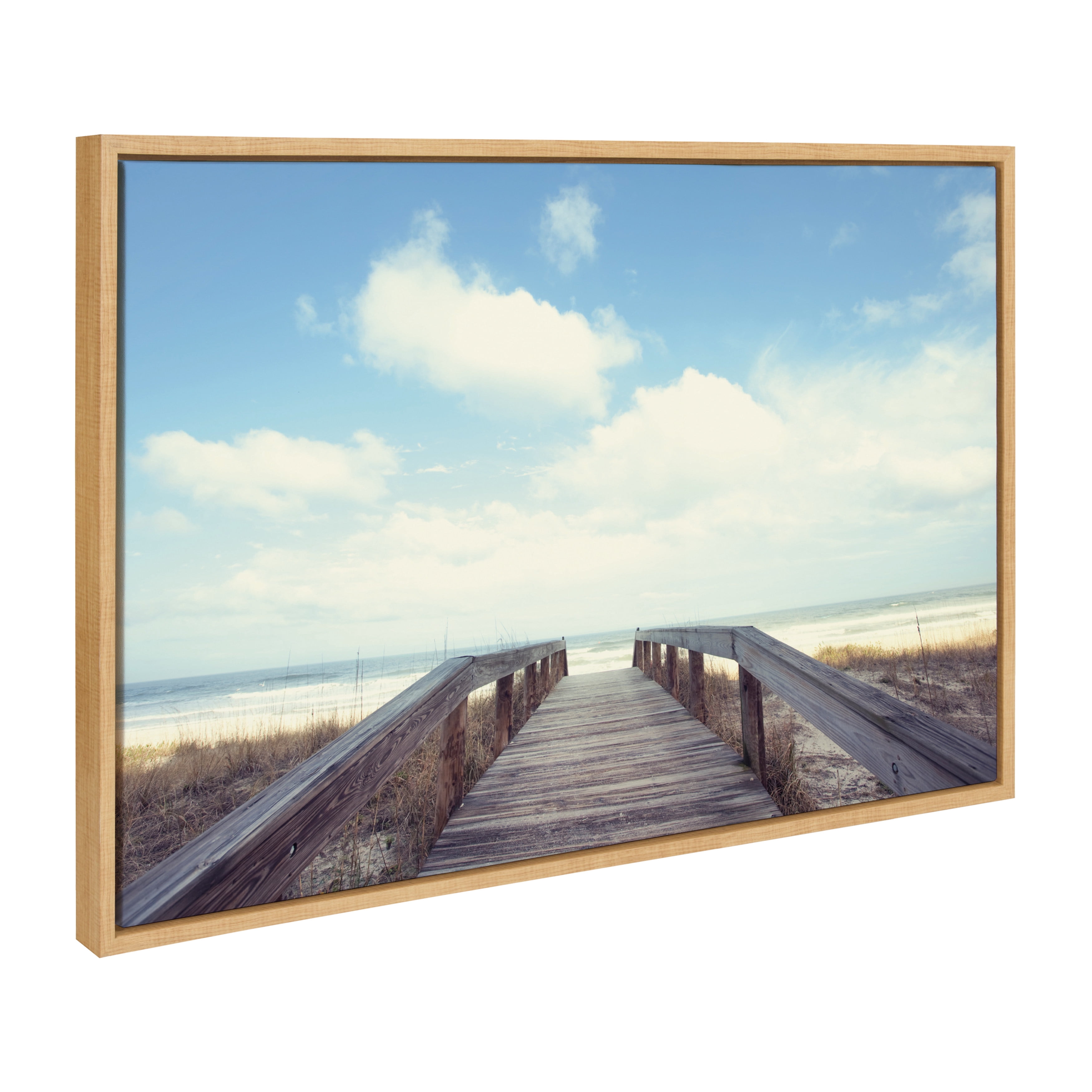 DesignOvation Sylvie To The Beach Framed Canvas Wall Art by Matthew Meyer, 23x33 Natural, Coastal Beach-Inspired Home Decor